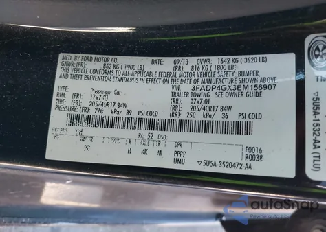 2014 Ford Fiesta St из США, поврежденный, VIN 3FADP4GX3EM156907